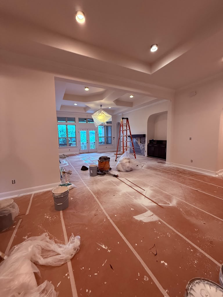 Living room interior being painted by LAX Drywall N Painting